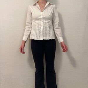 Anne Klein Pleated White Button-Down